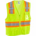 Global Industrial Class 2 Hi-Vis Safety Vest, 6 Pockets, Two-Tone, Mesh, Lime, S/M 641641LS